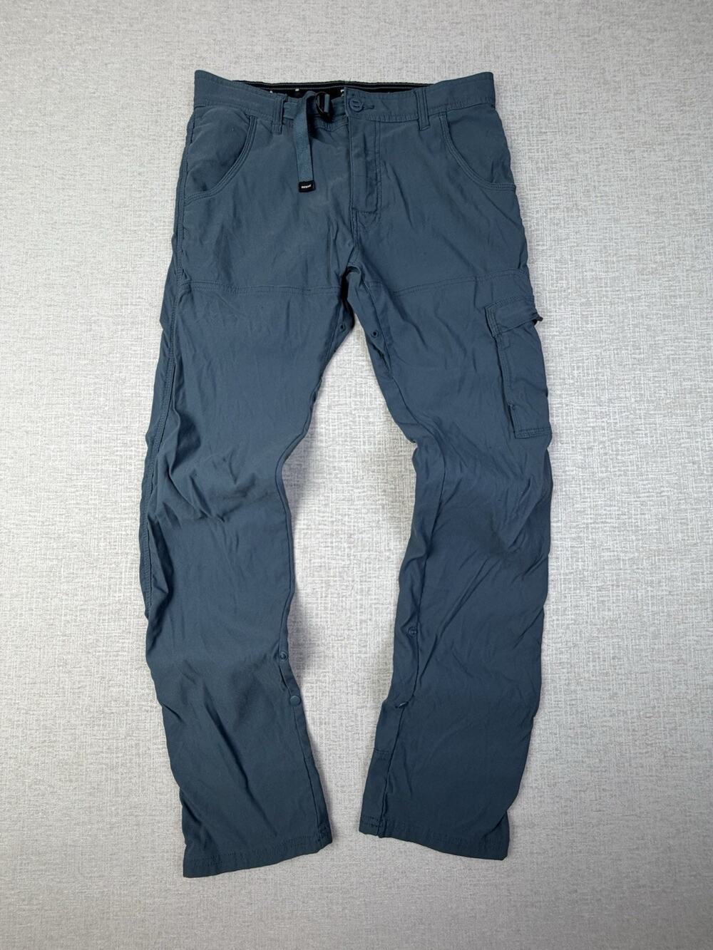 prAna Stretch Zion Slim Men’s 32x32 Blue Cargo Hiking Pants Roll Up